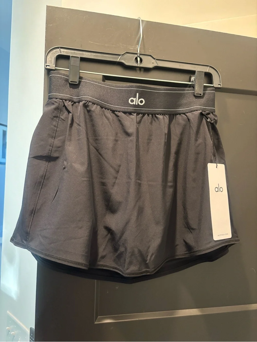 ALO Yoga Match Point Tennis Skirt Skort with Shorts Black Medium NWT NEW